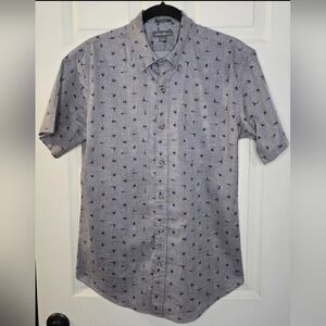 Eddie Bauer Button Front Shirt Mens Small Classic Fit Fishing Flies Outdoor